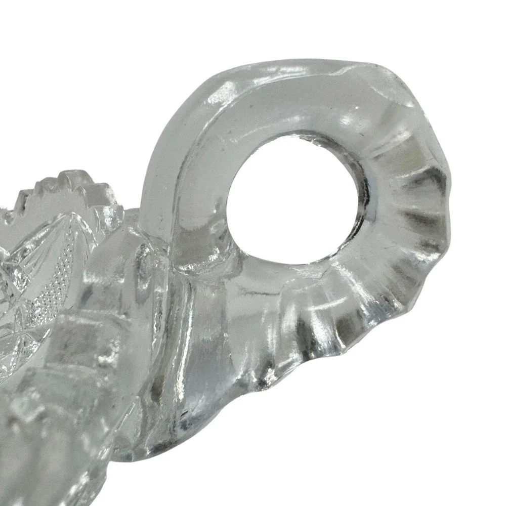 Vintage EAPG Nucut Glass Nappy Dish Imperial‎ Clear Hobstar Handle 5.5